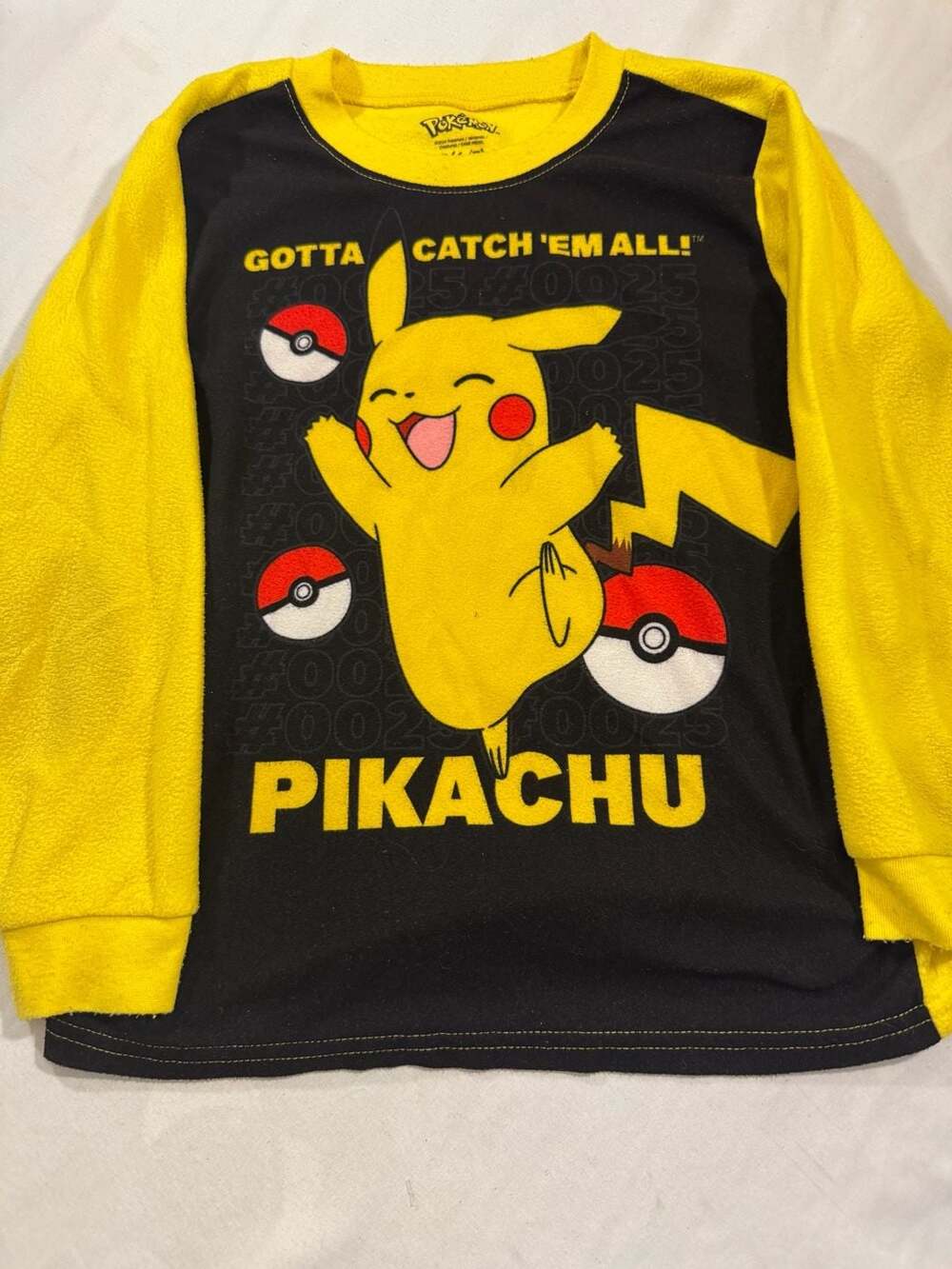 Pokemon Pikachu Graphic Long Sleeve Pajama Shirt Size S (6/7)